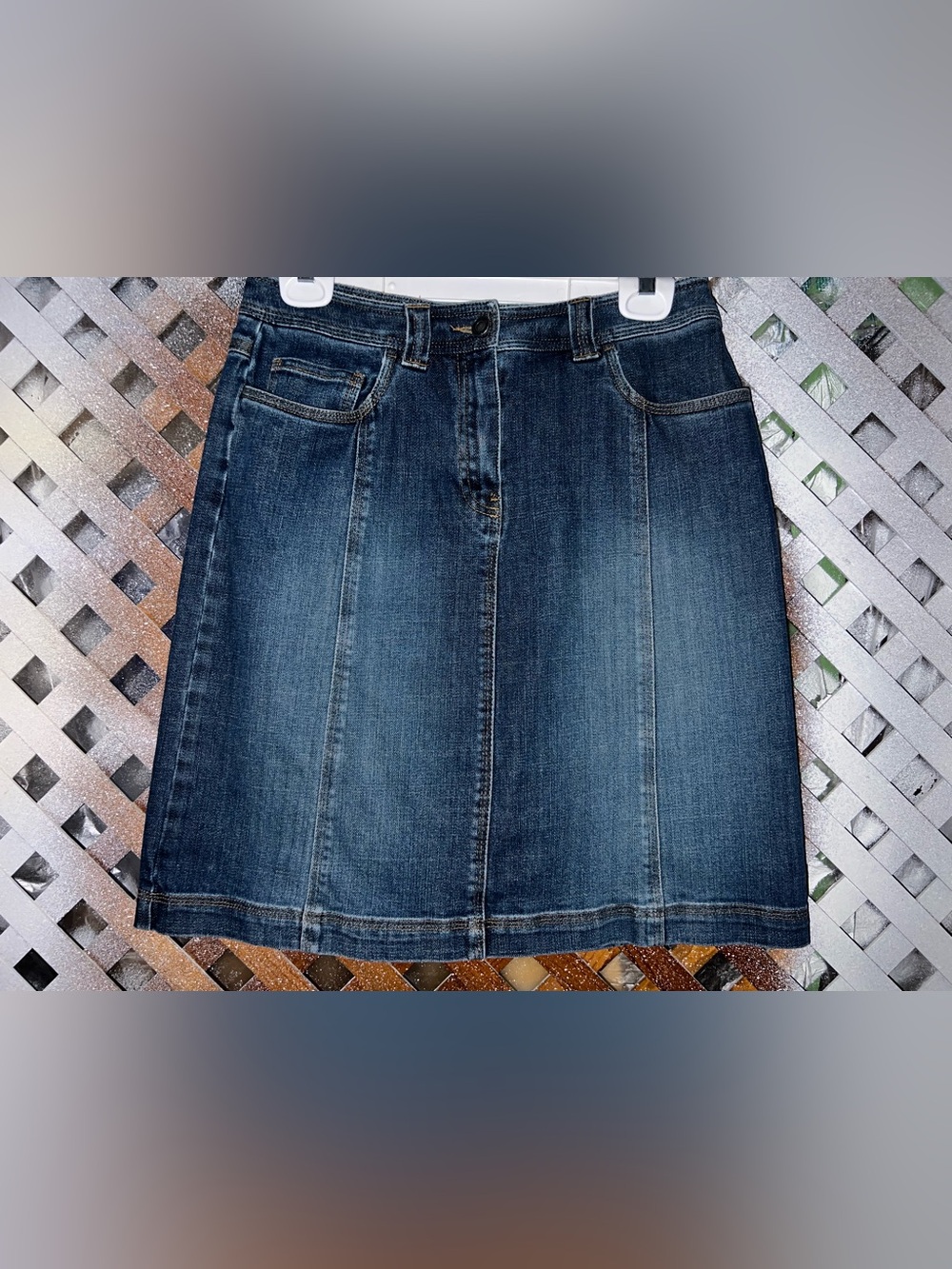 Talbots Dark Blue Denim A-line Skirt size 6 western casual